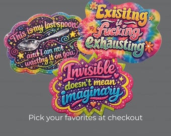 Elige 3 pegatinas de enfermedades crónicas / Humor negro y apoyo / 3 por 10,50