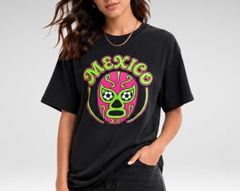 Mexico Lucha Libre Mask Soccer Graphic Tee, Streetwear Football Shirt