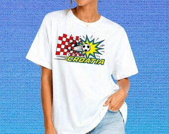 Croatia Soccer Pop Art T-Shirt, Croatian Flag Football Tee, World Cup Pride Shirt