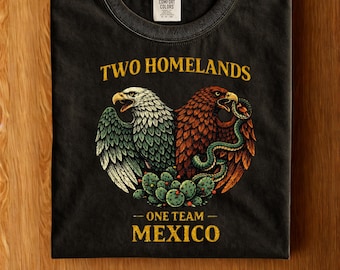 Two Homelands Mexico T-Shirt, Dual Heritage Eagle Snake Tee