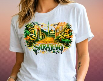 Sarajevo Graffiti Street Art Shirt, Bosnia Travel Tee, Baščaršija Souvenir T-Shirt