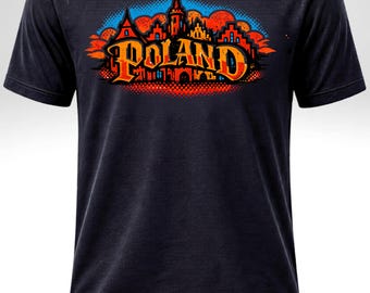 Poland Cityscape T-Shirt, Pop Art Graphic Tee, Urban Heritage Streetwear