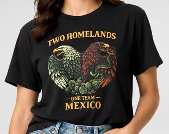 Two Homelands Mexico T-Shirt, Dual Heritage Eagle Snake Tee
