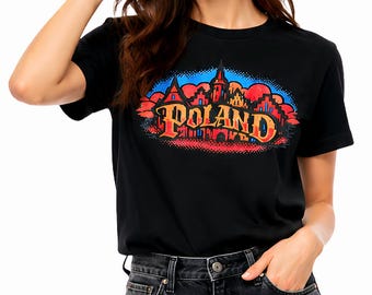Poland Cityscape T-Shirt, Pop Art Graphic Tee, Urban Heritage Streetwear