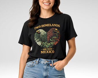Two Homelands Mexico T-Shirt, Dual Heritage Eagle Snake Tee