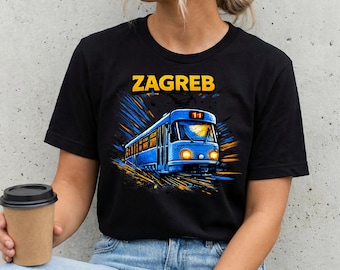 Zagreb Tram Pop Art Graphic Tee, Croatia City T-Shirt
