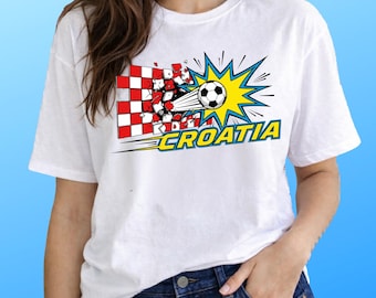 Croatia Soccer Pop Art T-Shirt, Croatian Flag Football Tee, World Cup Pride Shirt