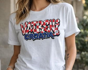 Vatreni Croatia Shirt, Graffiti Flag Checkered T-Shirt, Soccer Fan Apparel