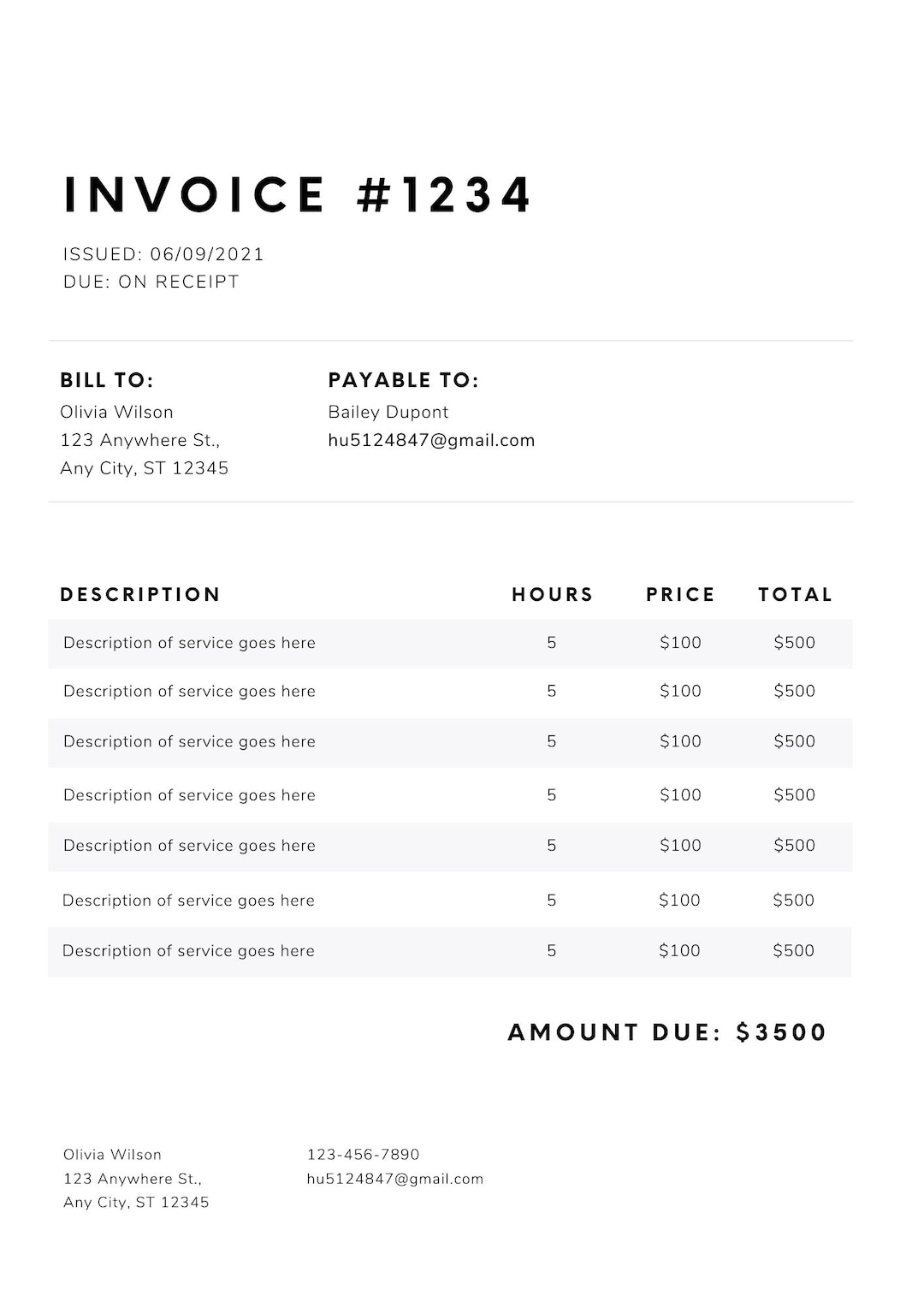 Editable Invoice Template Bundle for Google Docs, Microsoft Word Excel ...