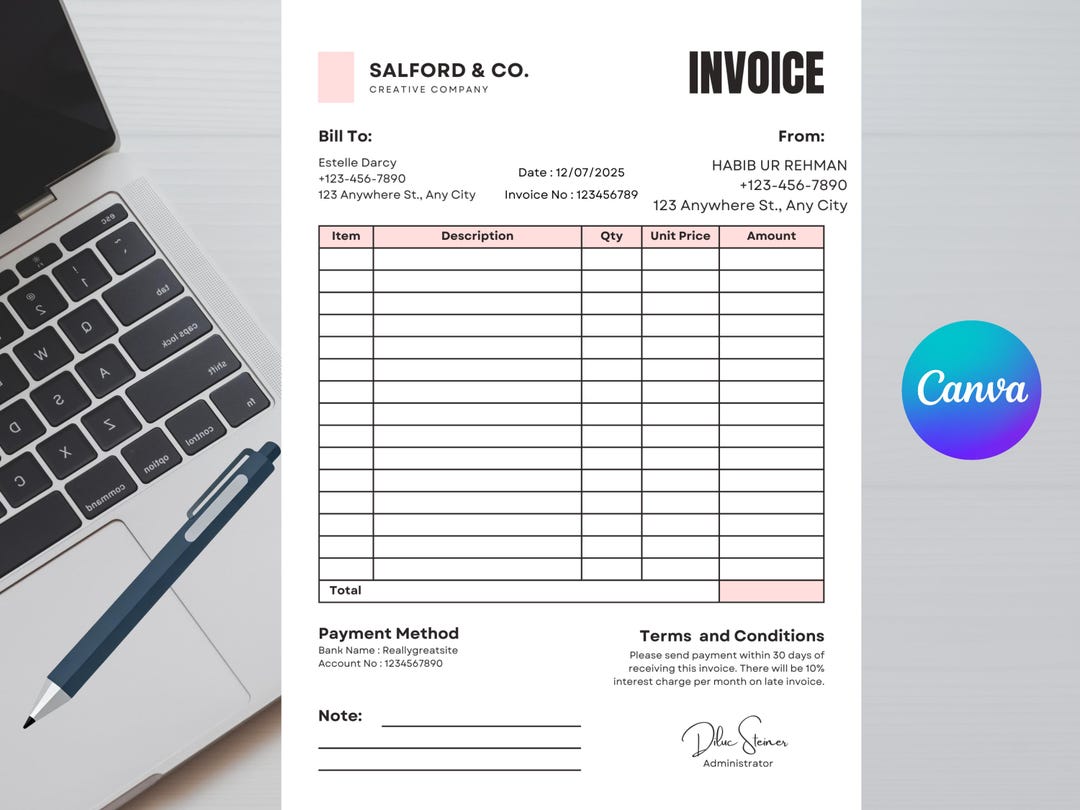 Editable Invoice Template Pack for Small Business: Google Docs, MS Word ...