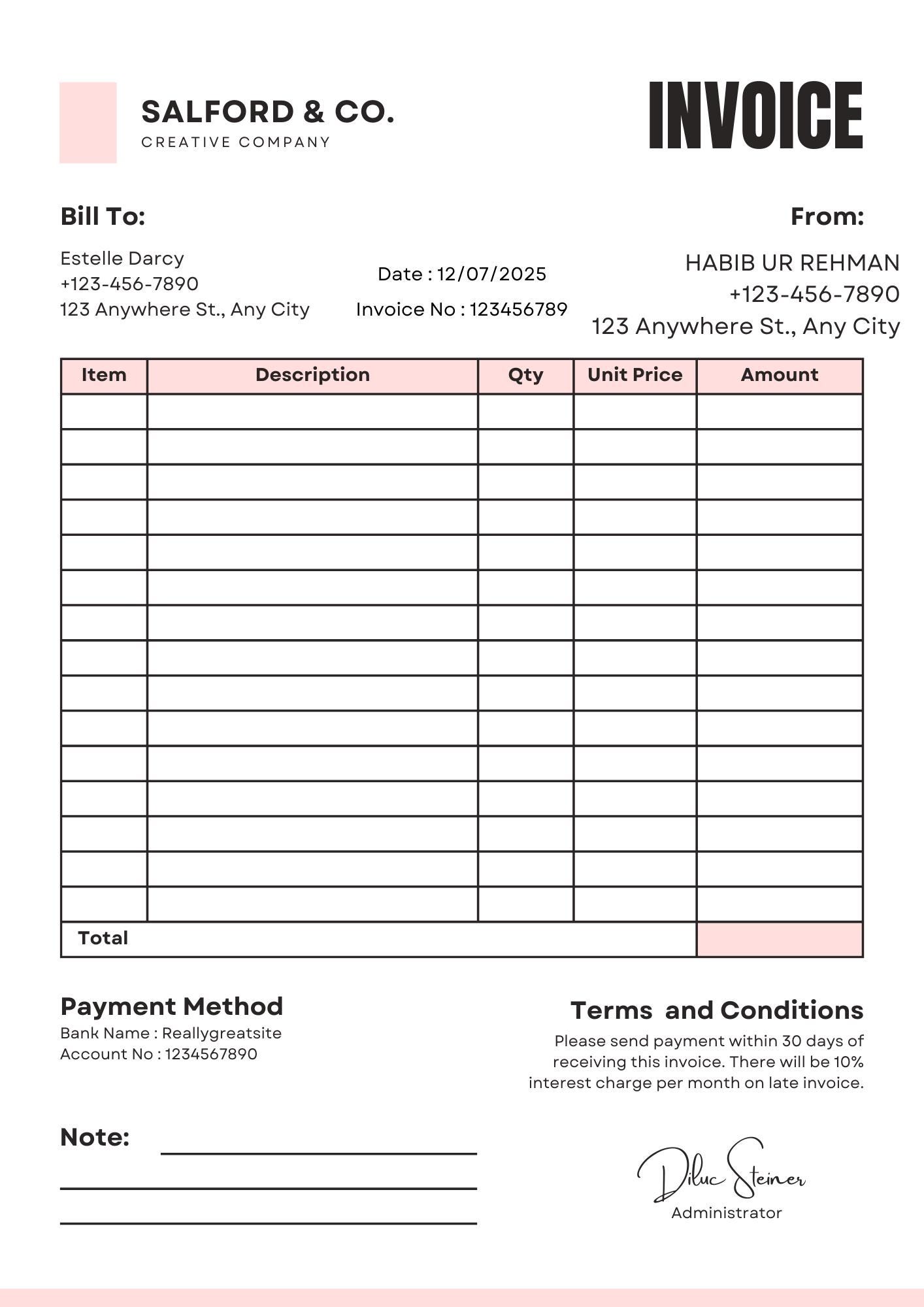 Editable Invoice Template Pack for Small Business: Google Docs, MS Word ...
