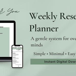 Simple Weekly Reset Planner, Overwhelmed Minds Checklist, Minimalist Productivity Guide, Digital Life Organizer, Weekly Reset
