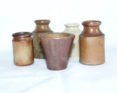 Collection of Victorian salt glaze stoneware ink bottles, ink wells