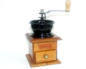 Vintage wood coffee grinder coffee mill