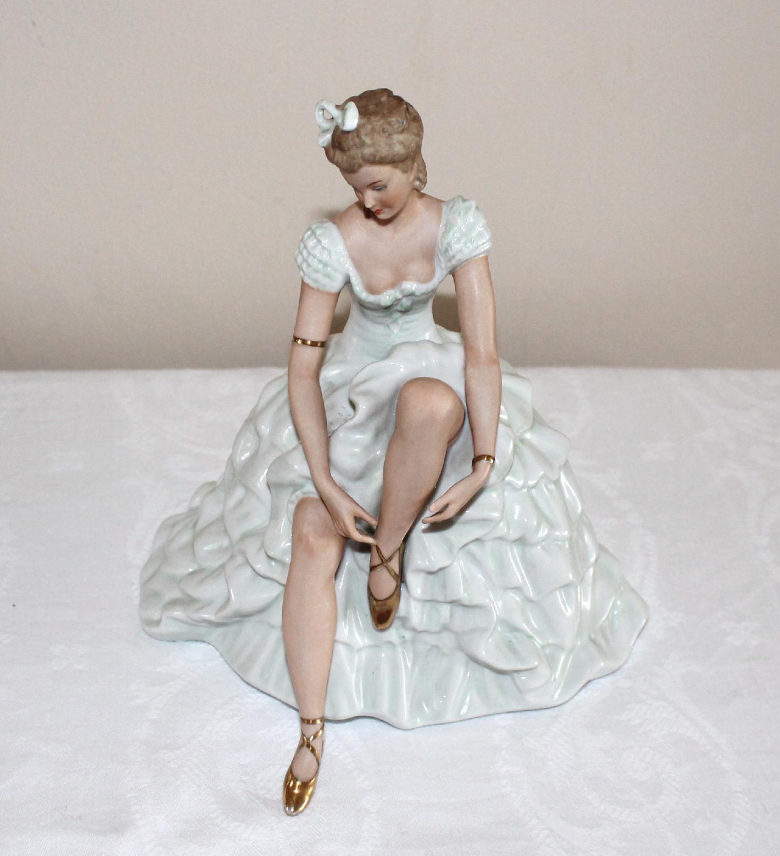 Wallendorf 1764 German porcelain seated ballerina figurine Etsy