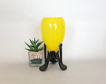 Art Deco yellow Tango glass vase, Karel Palda, Franz Welz
