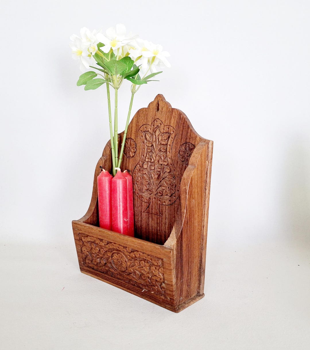 Candle Rack Storage Candle Storage Box, Letter Rack, Hand Carved, Wall Mountable - Etsy