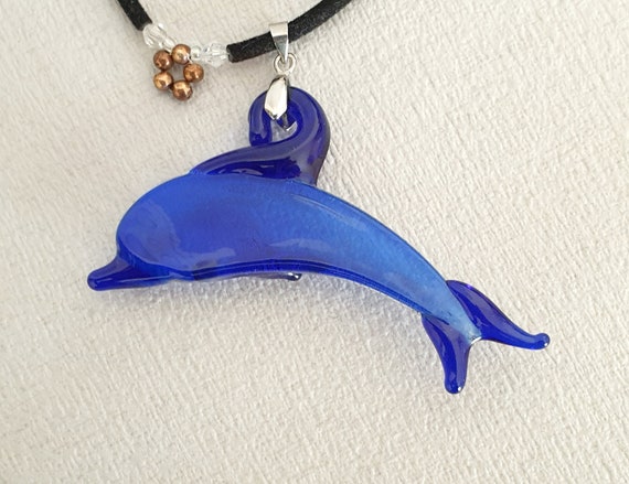 Murano blue glass dolphin necklace - image 5
