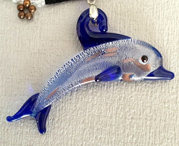 Murano blue glass dolphin necklace - image 4