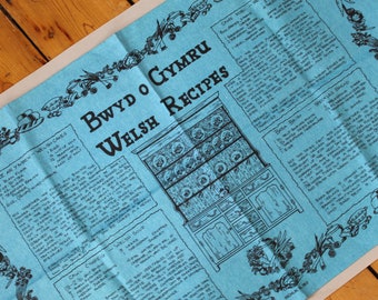 Vintage Welsh recipes tea towel