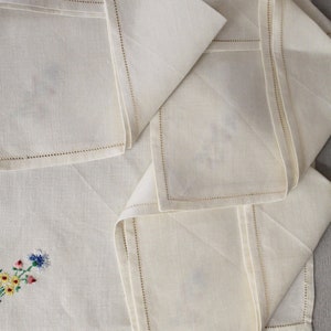 Set of four hand embroidered linen handkerchiefs image 9