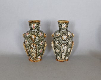 A pair of Alhambrian pottery, majolica vases