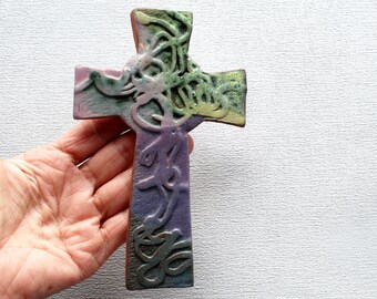 Terracotta pottery Celtic Cross. Jill Alexander