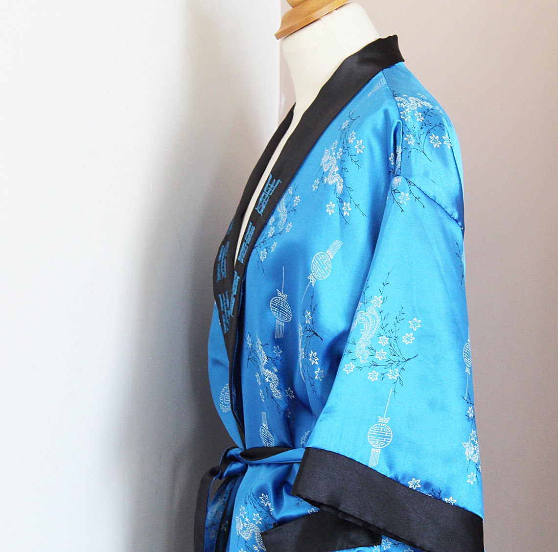 Chinese reversible kimono dressing gown robe. Chines blue Etsy