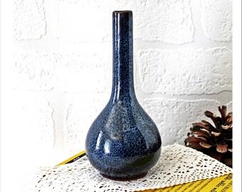 Craven Dunnill Jackfield Ironbridge blue bud vase / stem vase.  blue stem vase