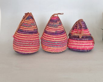 Ethiopian Harari style baskets, set of three