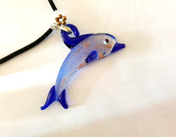Murano blue glass dolphin necklace - image 3