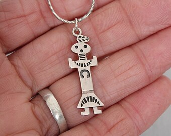 Navajo Yei Spirit silver charm on silver snake chain (925)