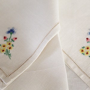 Set of four hand embroidered linen handkerchiefs image 5