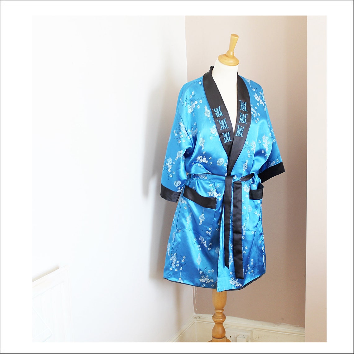 Chinese reversible kimono dressing gown robe. Chines blue Etsy