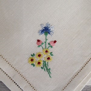 Set of four hand embroidered linen handkerchiefs image 6