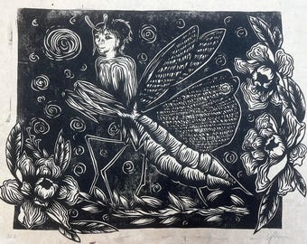 Untitled - Linoleum Relief Print (Framed)