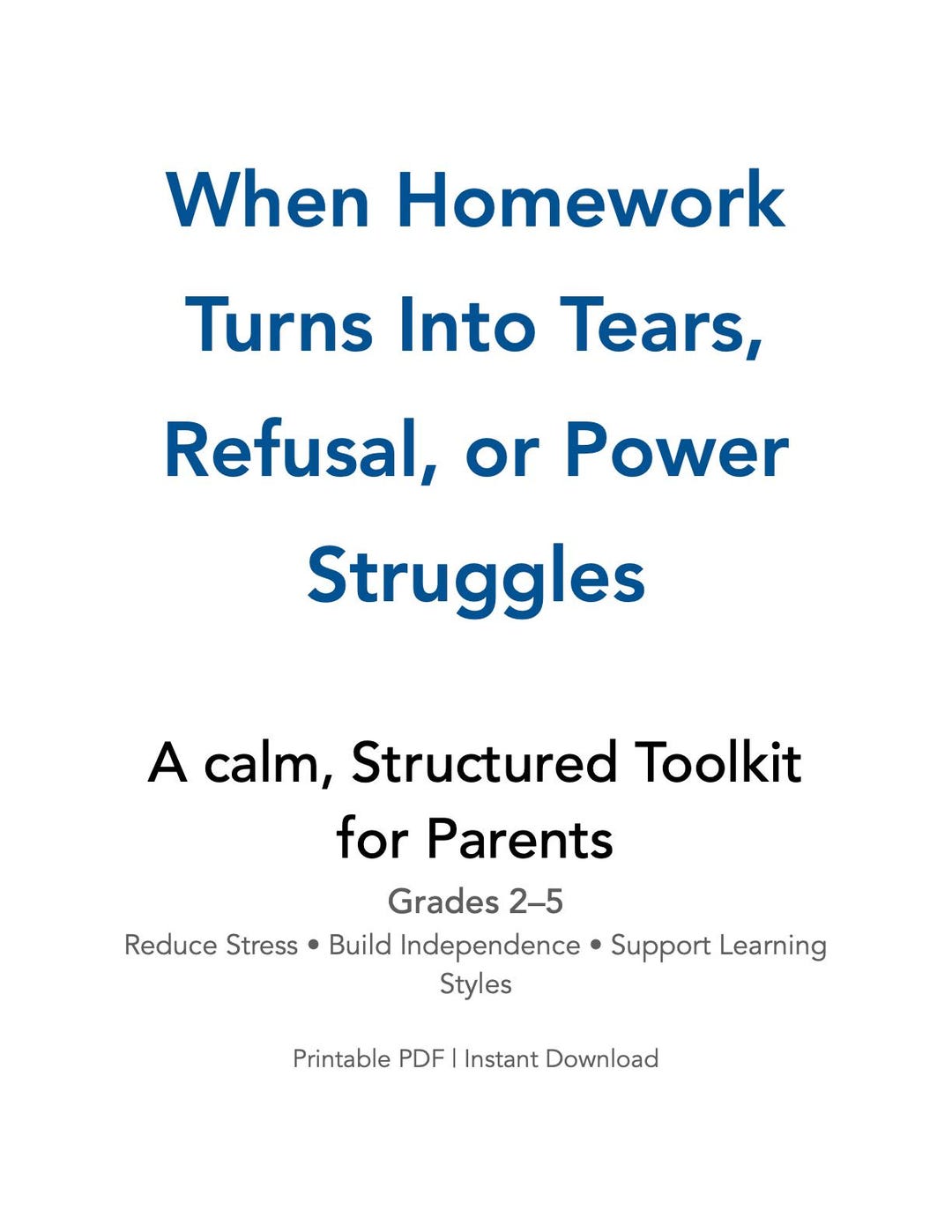 Homework Stress Relief Toolkit for Parents I Printable Bundle for ...
