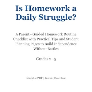 After School Homework Routine Checklist For Parents I Printable Grades 2-5