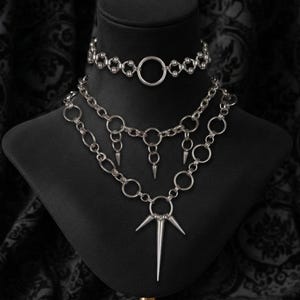 Multilayer Punk Goth Choker Set met O-ring en spikes, titanium stalen kettingen, statement sieraden, Y2K Grunge Emo Alternative Gothic ketting, cadeau
