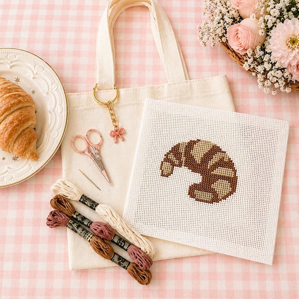 Croissant Beginner Hand-Painted Canvas Needlepoint Kit