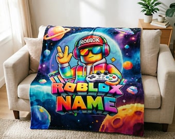 Roblox Rainbow Avatar Blanket Soft Throw, Custom Name Child Gift