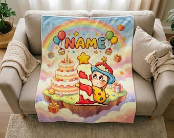 Candy Space Little Elf Blanket Soft Throw, Personalized Name Throw, Newborn Keepsake Gift