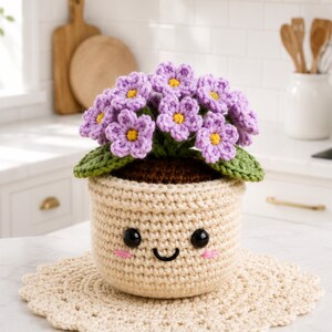 Virkat mönster för blomkruka av hortensia | Amigurumi heminredning (digital nedladdning)