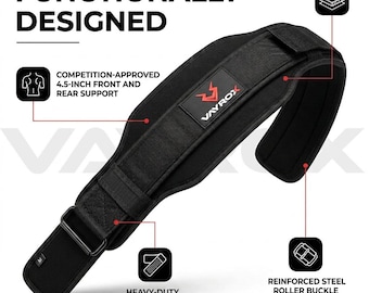 VAYROX Weight Lifting Belt – 4.5 Inch Padded Support with Steel Buckle (M size)