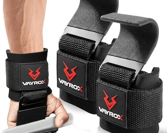 Weight Lifting Hooks for Deadlifts, Gym Wrist Support Straps, Grip Aid, VAYROX