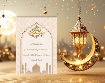 2 Customizable Eid Mubarak Cards - Greeting Message + Family Signature - Digital Cards to Print or Send - Eid Celebration