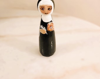 Saint Hildegard Benedictine Nun  (Hand Crafted) Mixed Media Doll - Catholic Gift