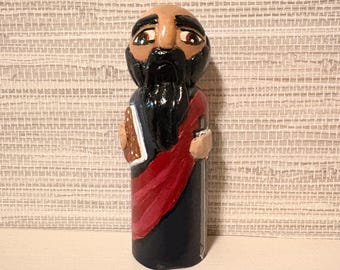Saint Paul Peg Doll (Hand Crafted) New Testament: Wood, Mixed Media Figurine – RestedMaker