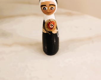 Saint Gertrude Benedictine Nun  (Hand Crafted) Mixed Media Doll - Catholic Gift