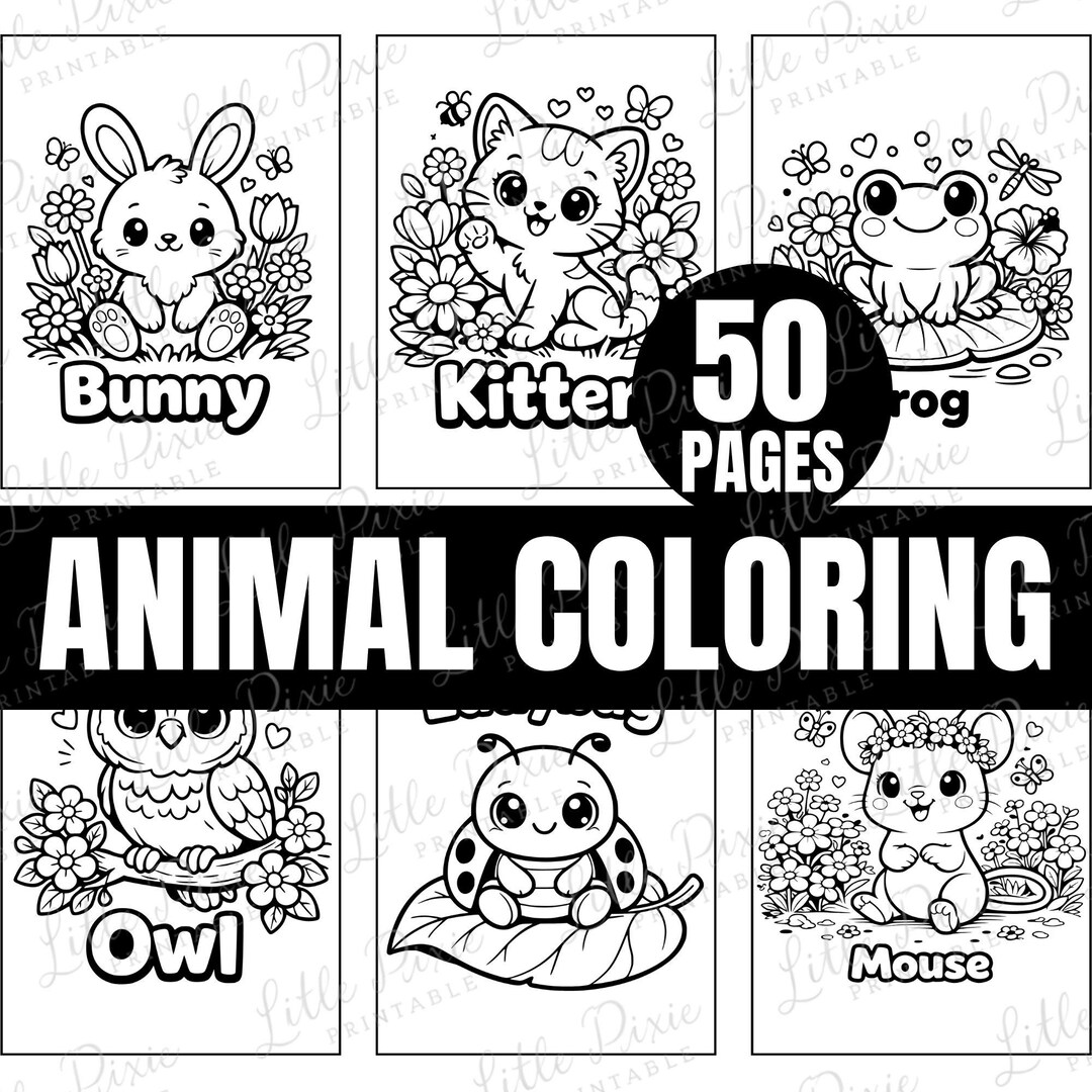 Animal Coloring Pages PDF | Kids Book for Spring, Screen-free Activity